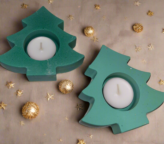 Christmas Tree Tea-light Holder Set Of Two