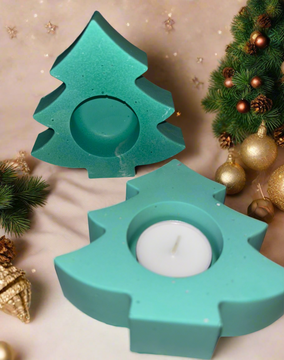 Christmas Tree Tea-light Holder Set Of Two